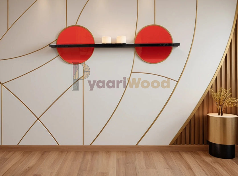 Modern Dual Disk Wall Shelf (Red & Black)