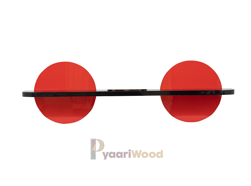 Modern Dual Disk Wall Shelf (Red & Black)