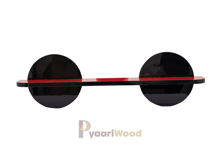 Modern Dual Disk Wall Shelf (Black & Red)